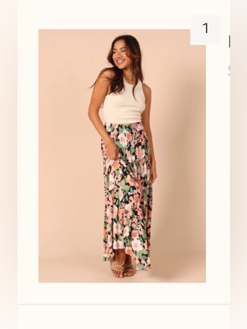 Petal & Pup Rhiannan High Waisted Frill Maxi Skirt Floral size Small, floral